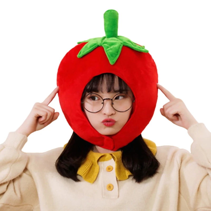Lovely Tomato Shape Plush Hat Funny Fruit Stuffed Toys Headgear Cap Photo Props 649C | Аксессуары для одежды