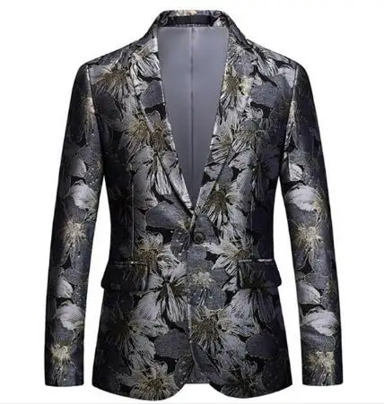 Men's Fashion Boutique High-end Brand Party Casual Blazer Coat / Mens Floral Slim Business Suit Jacket Big Size M-5XL EM203 - Цвет: 8615