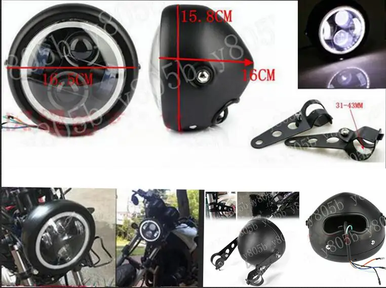 White Универсальный металлический светодиодный фонарь+ крепление для Sportster XL883 1200 48 72 Dyna Wide Glide Softail FLST FLT FLHT STREET 500 750 - Color: White