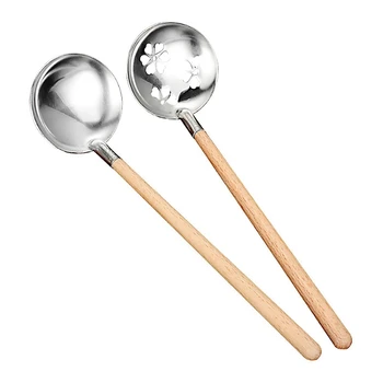 

2 Pcs Sakura Slotted Spoon Soup Ladle Set 304 Stainless Steel Ladle Spoon for Home Kitchen Dining Restaurant