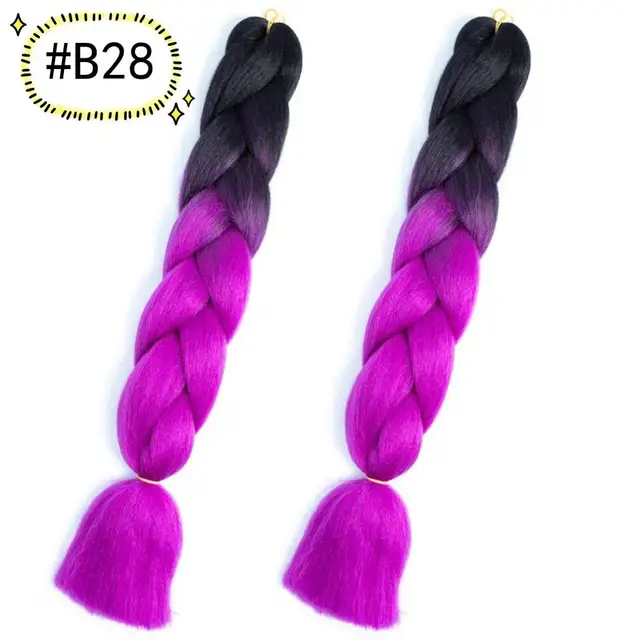 Jumbo Braiding Hair Extensions Kanekalon Braiding Hair 24 Inch Ombre Multiple Tone Colored Synthetic Hair for Women B28