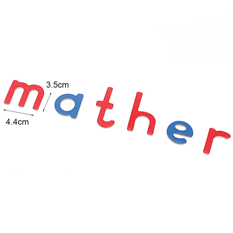 Montessori Wooden 26Pcs Red Blue Alphabets Vowel Consonants English Languages Learning Letters Alphabets Plywood Educational Toy 6