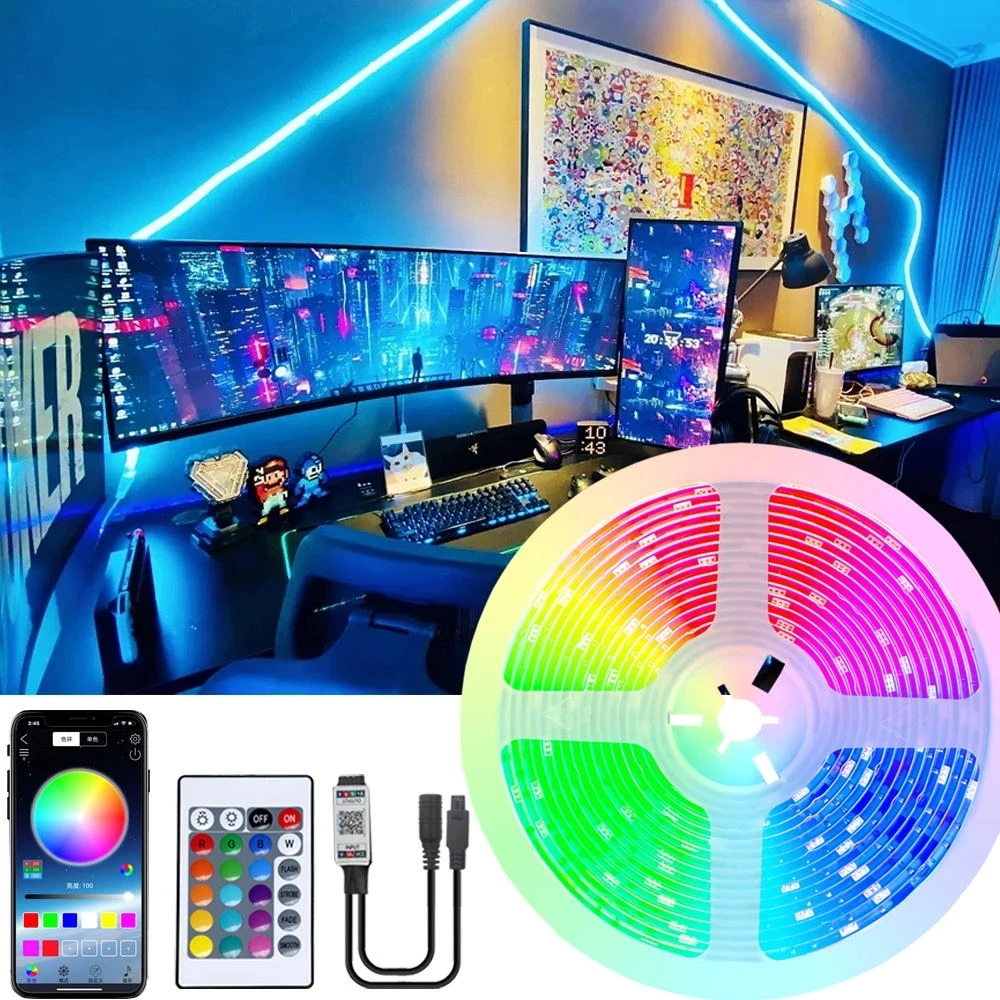 5m-30m LED Strip RGB 5050 Bluetooth App Program Control Suitable For Christmas Party Promenade TV Computer Decoration Lights | Лампы и
