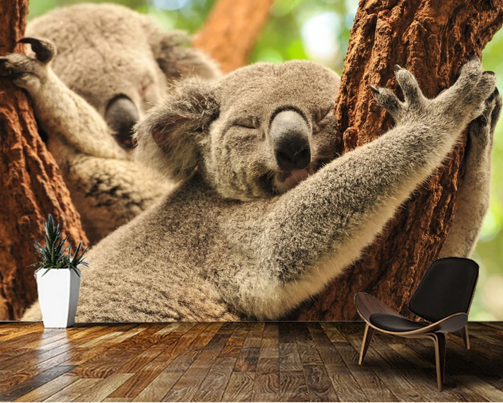 Papel De Parede Koala Sleeping On The Tree Lovely Animal Wallpaper Living Room Children Bedroom Wall Papers Home Decor Mural Wallpapers Aliexpress