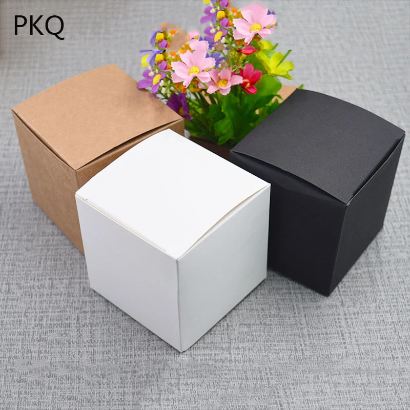 Boite Carree En Papier Kraft Blanc Noir Noir 5x5 6x6x6 7x7 8x8 9x9 Diy Boite A Savon Faite Main Boite Cadeau En Carton Aliexpress