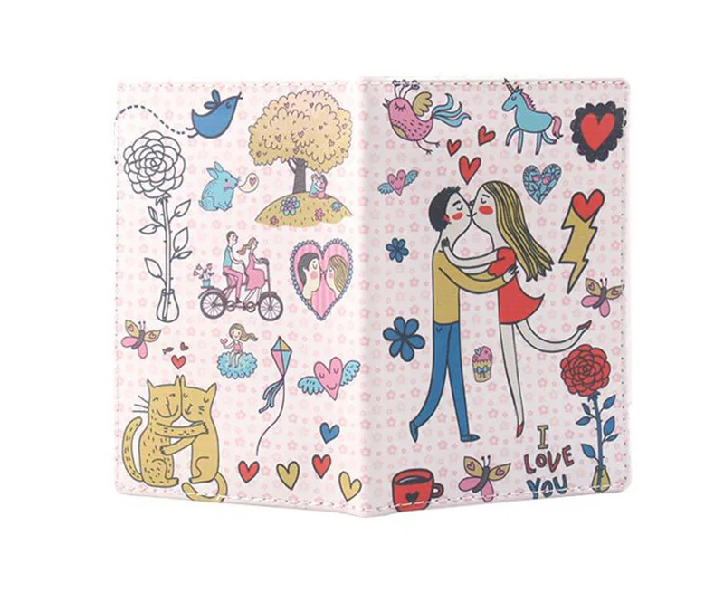 Fashion Travel Passport Holder Women Beautiful Flower Printing Credit Card Holder Cute Cartoon PU Leather Passport Cover PC0065 (5)