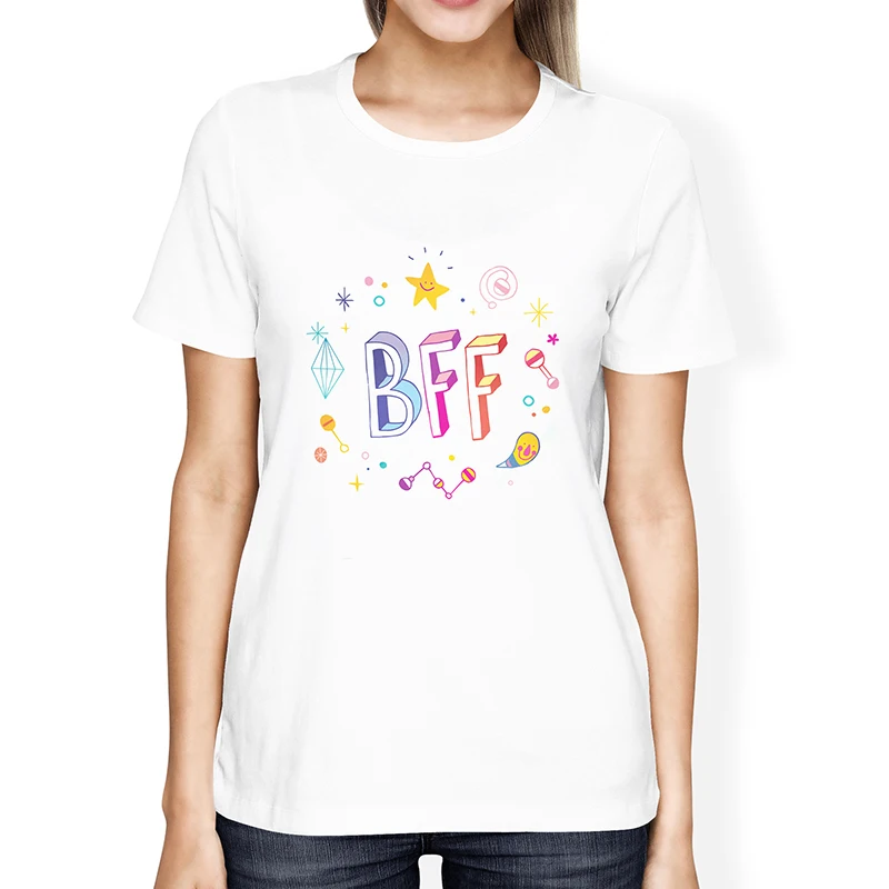 2019 Женская мода на каждый день с круглым вырезом BFF футболка коротким рукавом