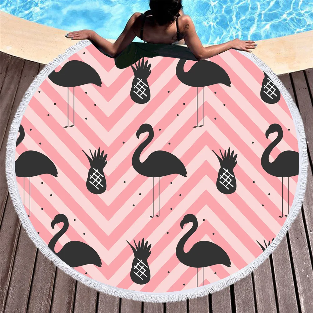 

Round Beach Towels Summer Flamingo Thick Bath Shower Towel 150cm Circle Beach Swim Yoga Mat Cover Up serviette de plage