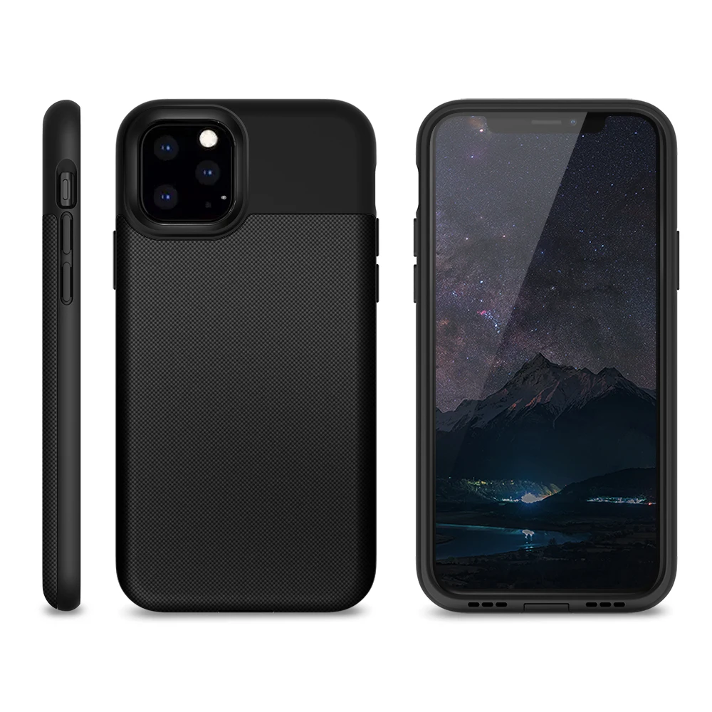 Чехол-кошелек для iPhone 11 на iPhone 11 Pro Max чехол s бронированный слот для карт 360 градусов полный чехол для телефона чехол сверхпрочная защита - Цвет: Black