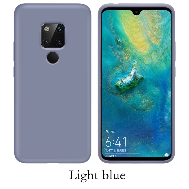 Жидкий силиконовый чехол для телефона huawei хуавей P30 P20 mate 20 30 Lite P30 P20 mate 20 30 Pro P Smart роскошный мягкий чехол телефона чехлы - Цвет: Light blue