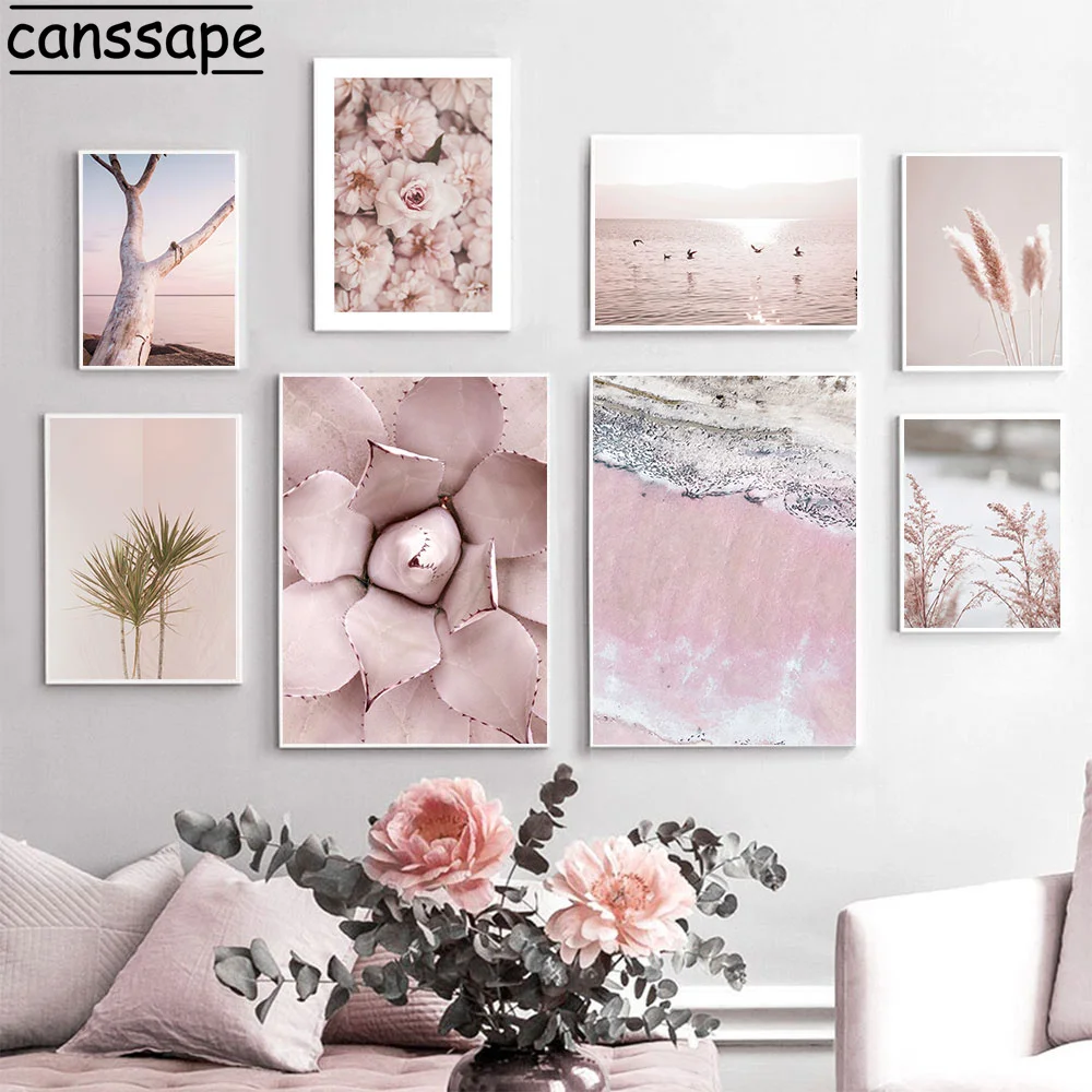 

Scandinavian Art Posters Sea Birds Canvas Painting Plant Flower Prints Landscape Wall Pictures For Living Room Home Decoration