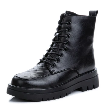 

Genuine Leather Designer Shoes Women's Ankle Boots Ladies Platform Boots For Women's Shoes 2020 Bottine Femme Woman Booties New