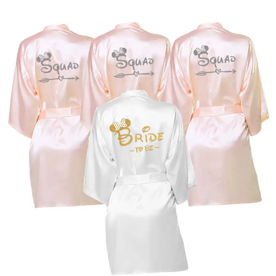 Wedding Bride\u0026Squad Robes Satin Pajamas 