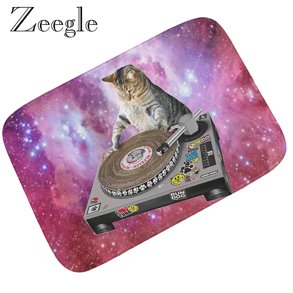 3D Cat Doormat Floor Mat Flannel Soft Living Room Carpet Absorbent Anti-slip Outdoor Floor Rug Bathroom Doormat Bedroom Door Mat