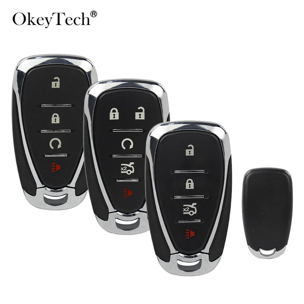 OkeyTech 4/5 Кнопка умный пульт дистанционного ключа автомобиля оболочка брелок для Chevrolet Malibu Cruze Spark Cmaro аварийное лезвие