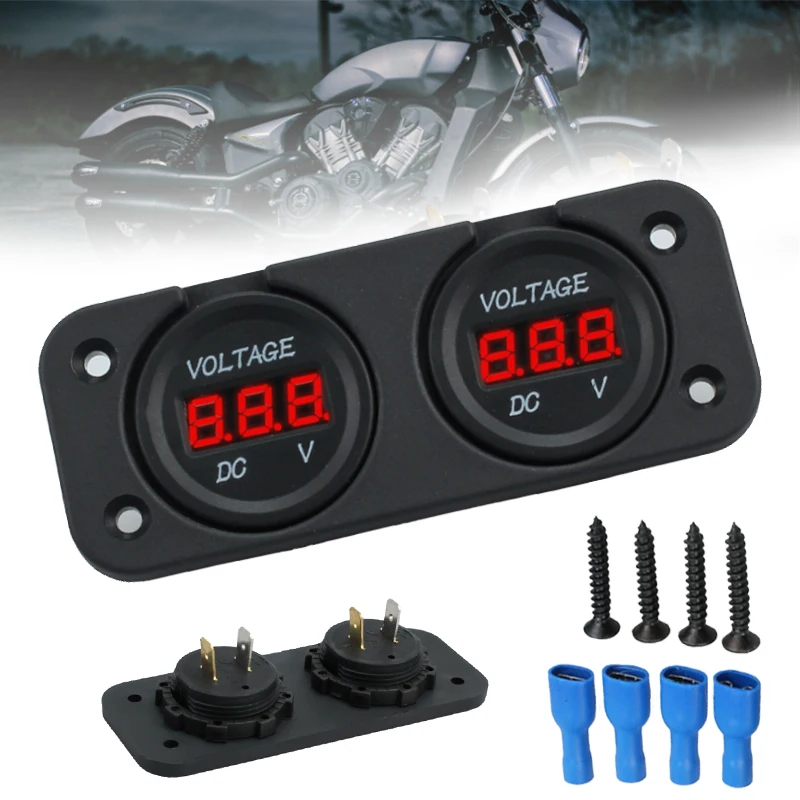 12V 24V LED Digital Voltmeter Car Marine Motorcycle Voltage Meter Battery Gauge 