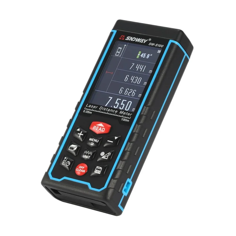 NewestSNDWAY 100 м SW-S100 ручной лазерный измеритель расстояния дальномер trena Лазерная Лента измерительный инструмент дальномер