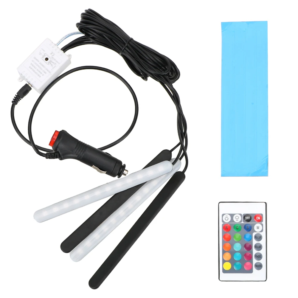 LEEPEE 4 шт./компл. 4* 12LED автомобильный пульт дистанционного управления RGB полосы света атмосферные лампы для салона автомобиля огни авто украшение автомобиля-Стайлинг - Испускаемый цвет: Cigarette Lighter