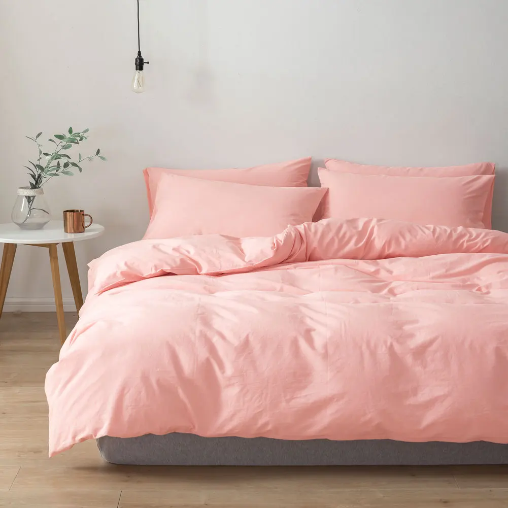 Fashion Japanese Style Comforter Bedding Set Simple Pink Blue King Queen Full Single Size Bed Linen Duvet Cover Sheet Pillowcase | Дом и сад
