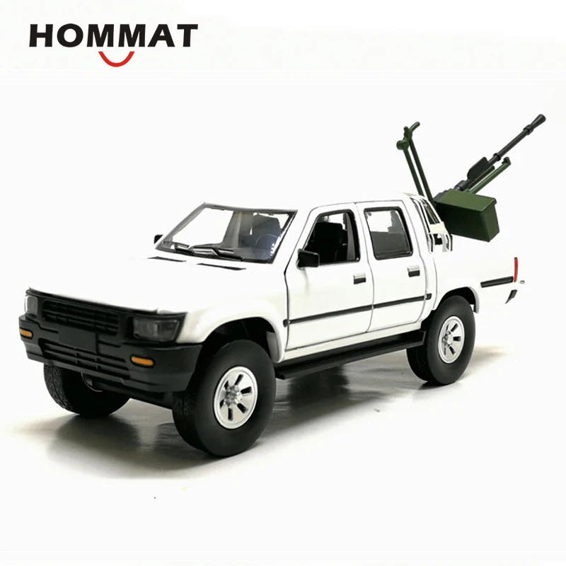 Hommate 1/32 Масштаб Toyota Hilux пикап Грузовик w/анти-ствол танка сплава 1:32 литой под давлением автомобиль игрушечные модели машин игрушечные транспортные средства для детей - Цвет: White