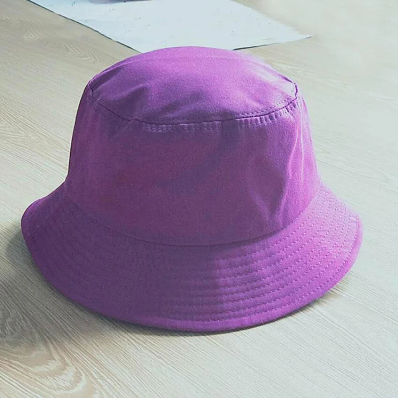 purple Harajuku, рыбацкая шляпа, женская, весна-лето, Солнцезащитная шляпа, мужская, карамельный цвет, плоский верх, Панама, головной убор, для улицы, шапки, хлопок, новинка - Цвет: purple
