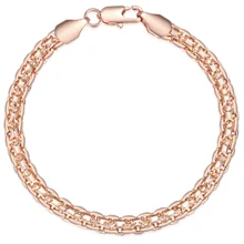 Davieslee браслет-цепочка для женщин плетение Бисмарк звено Мужские Женские s браслет цепочка 585 розовое золото Заполненные ювелирные изделия подарок 5 мм DGBM99