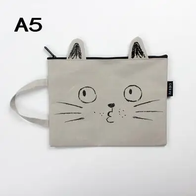 Cat ткань бумаги документ, органайзер, хранилище, сумочка, школьные креативные милые A4 холст папка-чехол Портфели - Цвет: A5 gray