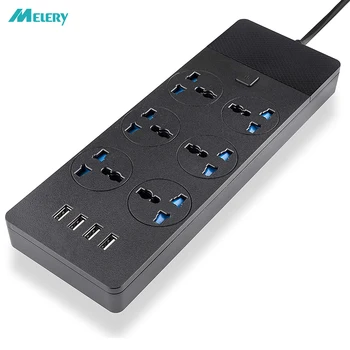 

Power Strip Surge Protector Universal 4 way Extension Sockets Lead Outlets USB Wall Plug Adapter 2m Cord Switch Fuse Shutter