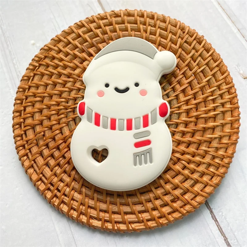 1pcs 실리콘 크리스마스 눈사람 Teether Molar Teether 구슬 DIY Pacifier 체인 쥬얼리 액세서리