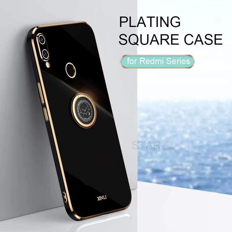 clear iphone 11 Pro Max case ציפוי כיכר טבעת מחזיק טלפון מקרה על לxiaomi Redmi הערה 7 פרו Xiomi Note7 7pro יוקרה פגוש רך סיליקון stand כיסוי clear iphone 11 Pro Max case