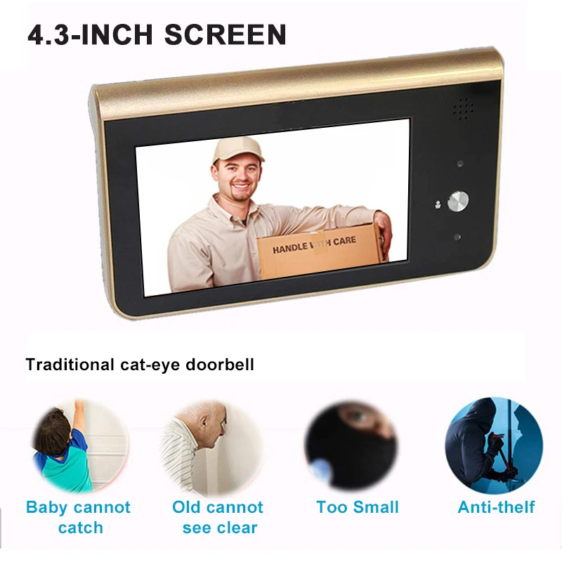  Peephole Camera Wifi 4.3 Inch Home visible Cat Eye Doorbell Smart Voice Phone Intercom Video Anti-T - 4000216236490