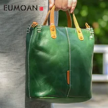 EUMOAN кожаная сумка ручной работы, простая кожаная одноплечевая Наклонная Сумка, Женский винтажный английский ветряной портфель