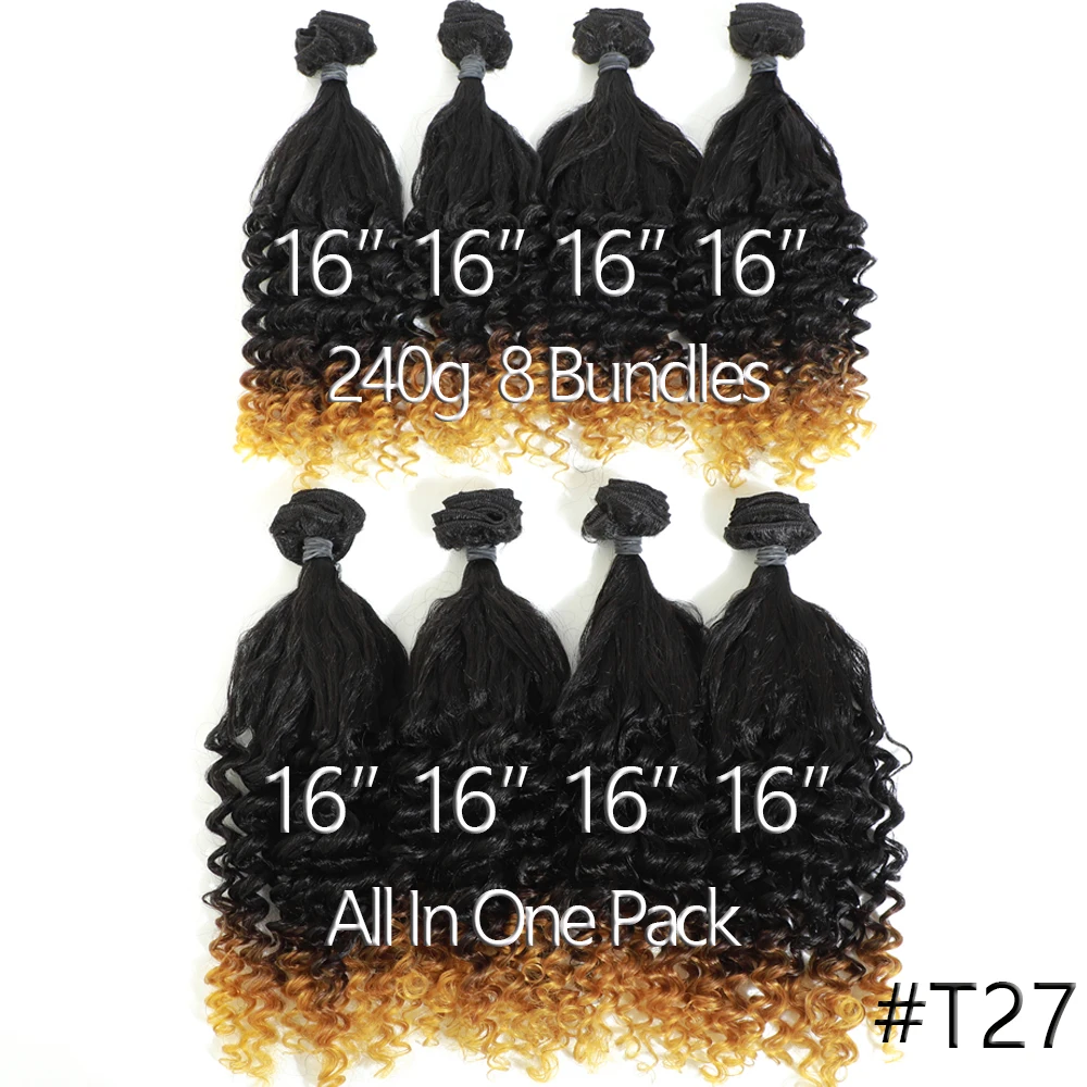 T27 Kinky Jerry синтетические волосы для черных женщин синтетические волосы утки Джерри вьющиеся пряди Ombre Цвет пряди 240 г все в одной упаковке T27 - Цвет: T27
