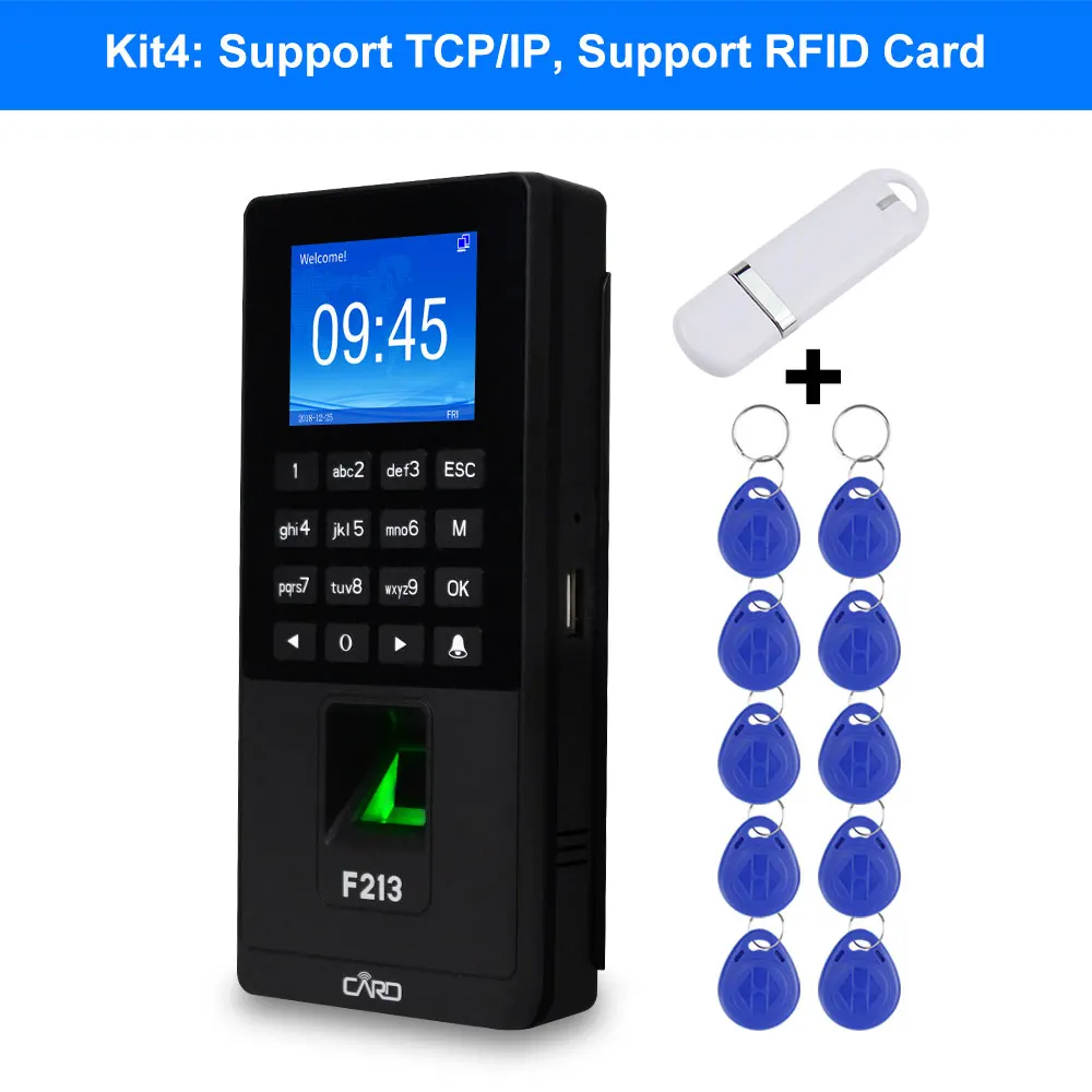 Отпечатков пальцев RFID Клавиатура TCP/IP/USB биометрический контроль доступа системы программного обеспечения времени часы посещаемости машины+ U диск+ 10 брелоков - Цвет: Support Software