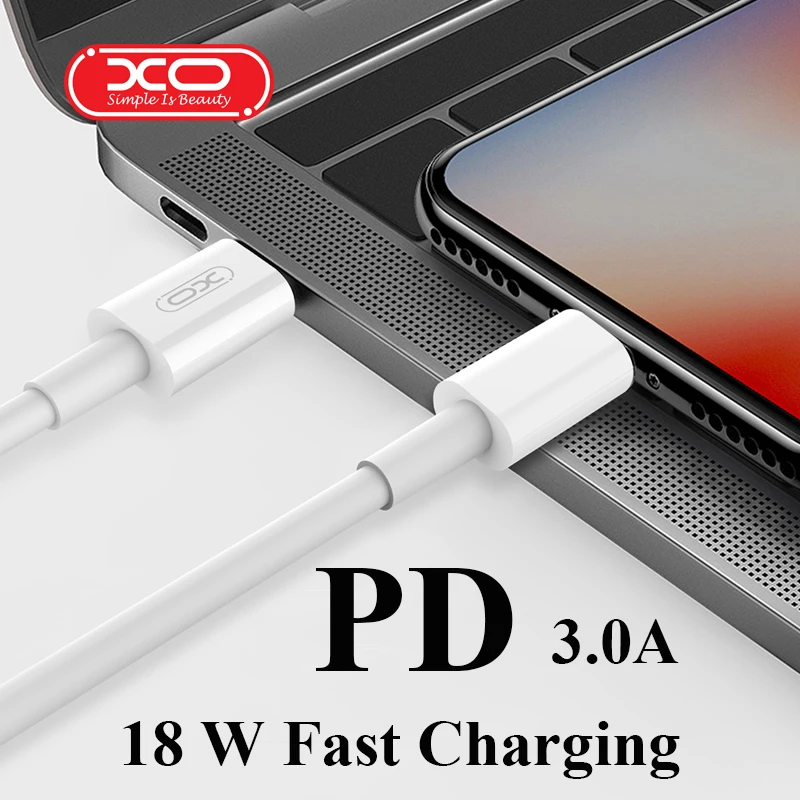Кабель для быстрой зарядки XO PD USB C Lightning iPhone 11 Pro к Type EC 3A быстрое зарядное