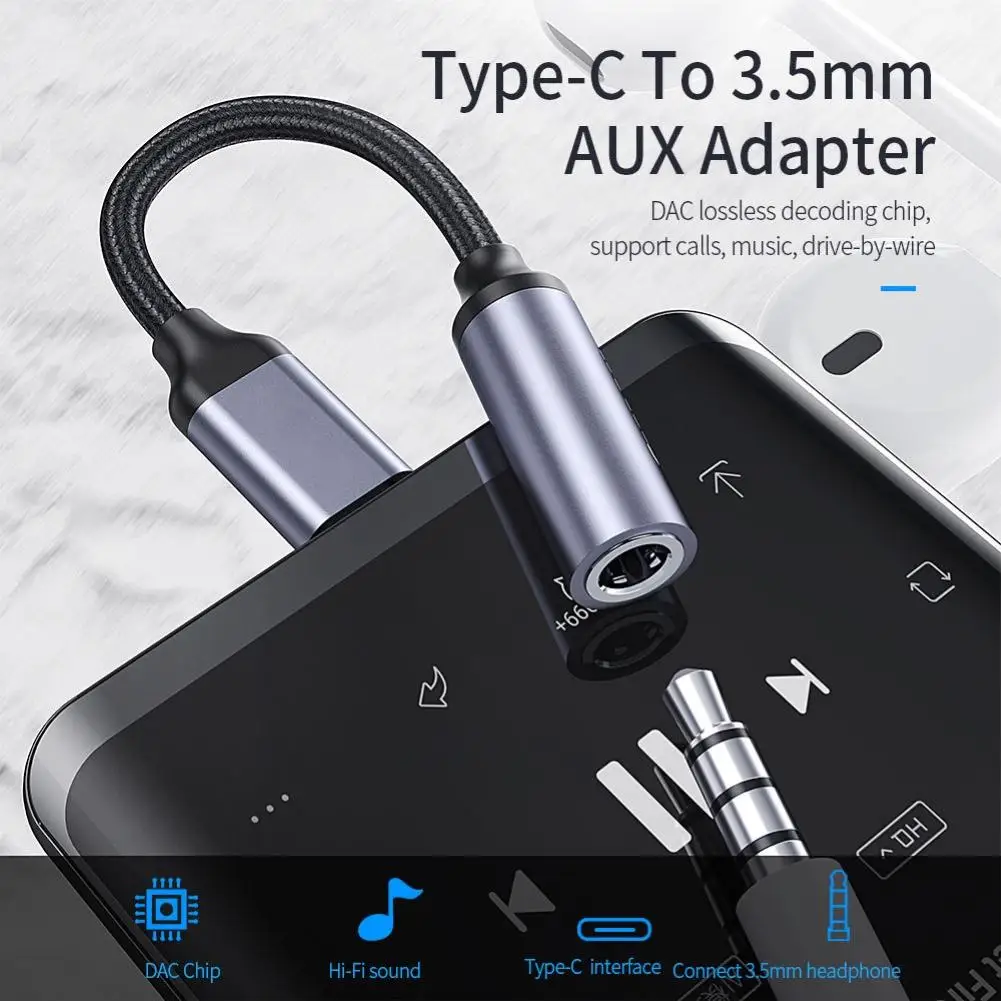 

Mini Aluminum Alloy Type-c to 3.5mm Jack Audio Converter Cable Earphone Adapter
