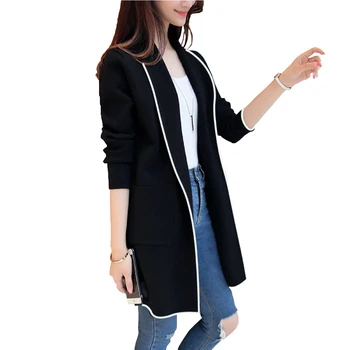 

Women Autumn Winter Pockets Long Sleeve Cardigan Slim Fit Long Soft Solid Color Coat JL