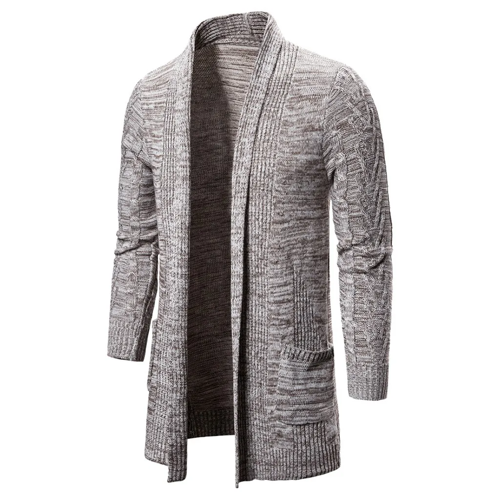 Men's Cardigan sweater Outwear Casual Solid Knit Trench Coat Jacket Long Sleeve Cloak Coat Knitted Sweater Cardigans Outerwear