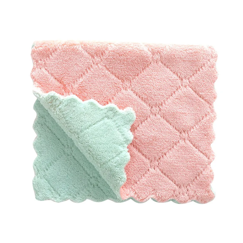 E 4PC Kitchen Towel Cleaning Cloth Nonstick Oil Coral Velvet Hanging Hand Towels Dishclout Washing Windows Car Floor Home Clean 8P - Цвет: E