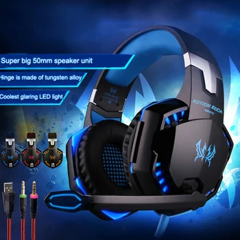 

G2000 Gaming Headsets Large Headphones with Light Mic Stereo Headphones Deep Bass for PC Computer Gamer Laptop PS4 New x-BOX