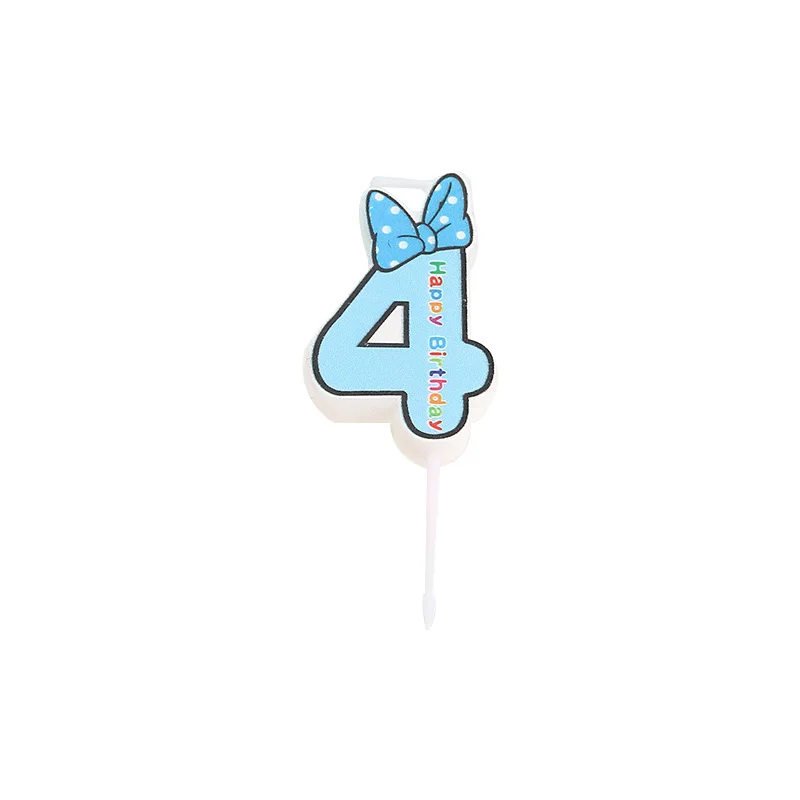 Blue4 От 0 до 9 Свеча для торта Форма банта счастливое украшение для торта ко дню рождения свечи для кекса мышь верхушка для торта свеча - Цвет: Blue4