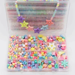 Juego de cuentas HS1 para niños, hecho a mano para niña con cuentas juguete, juego de accesorios, joyería artesanal creativa de 24 cuadrículas, 2022