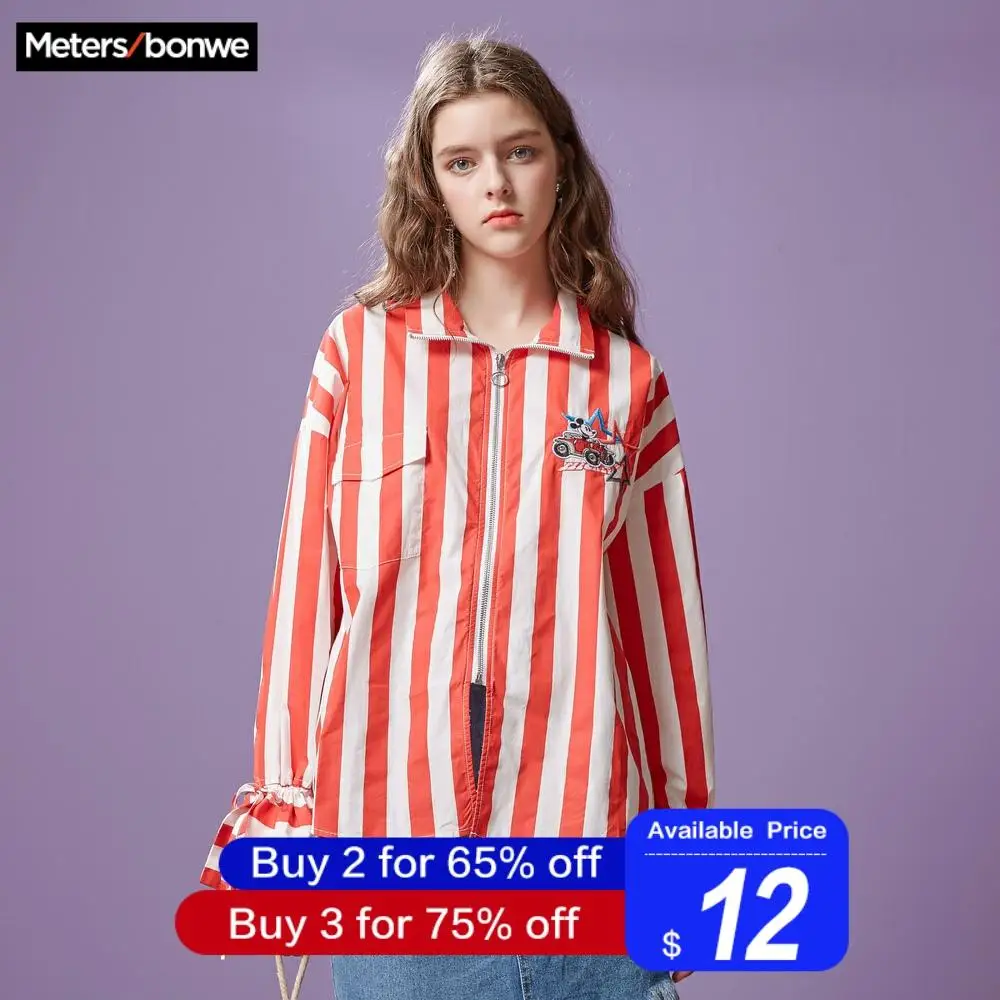 Metersbonwe, шикарные Полосатые блузки Диснея с именем,, модные шифоновые Блузы с длинным рукавом, повседневные свободные женские рубашки
