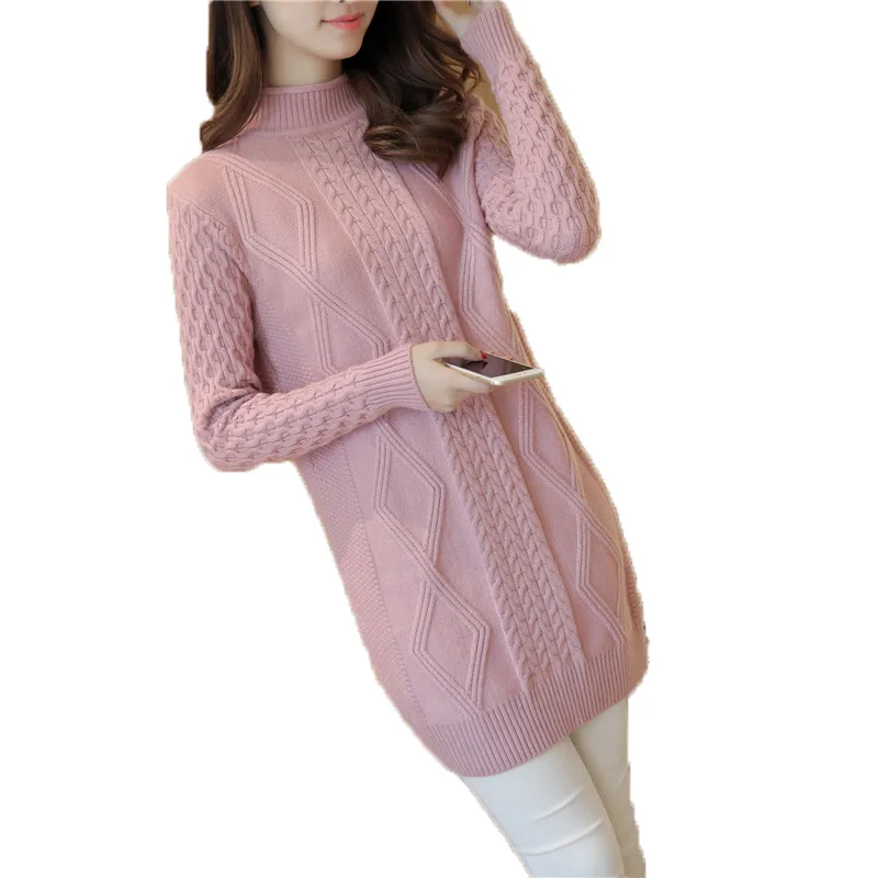 B2912-2019-new-autumn-and-winter-loose-women-s-fashion-half-high-neck-thickened-knit-sweater