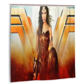 

Wonder Woman Movie Gal Gadot Shower Curtain with Hooks bathroom Waterproof Polyester Fabric