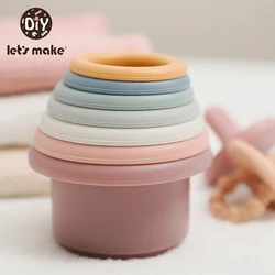 Juguetes Educativos Montessori para bebé, taza apilable de plástico de silicona, sin BPA, juguetes educativos para baño de bebé, torre de pila, juguete de regalo