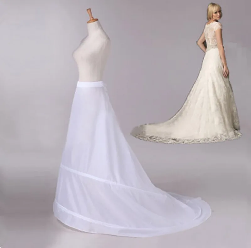 

White 2 HOOP Chapel Train Wedding Dress Bridal Petticoat Slips