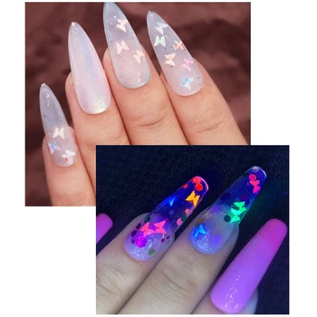 

Luminous Sequins Nail Stickers Set Mixed Love butterfly five-pointed star Nail Art Manicures Decoration