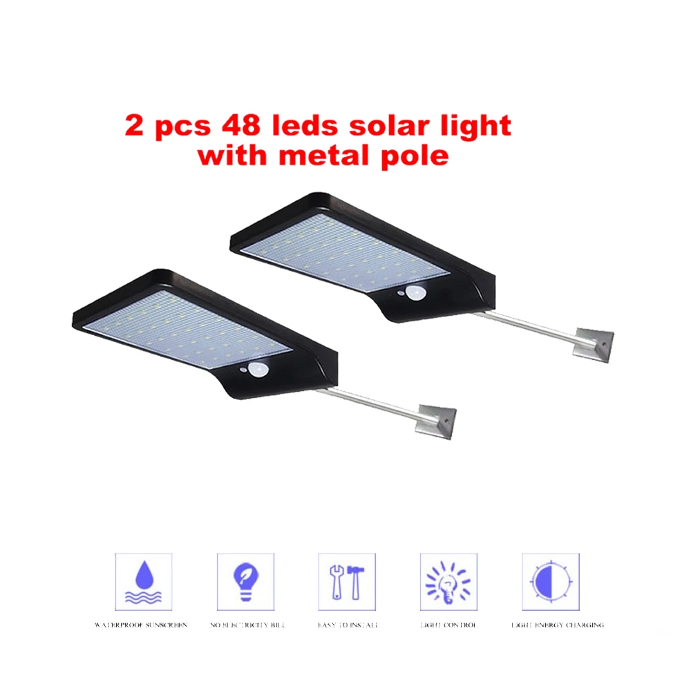 

2/4pcs 3 Models Dimmable Solar Lamp PIR Motion Sensor Solar Light 48 LED Outdoor Garden Yard Path Wall Lamp security garden wall