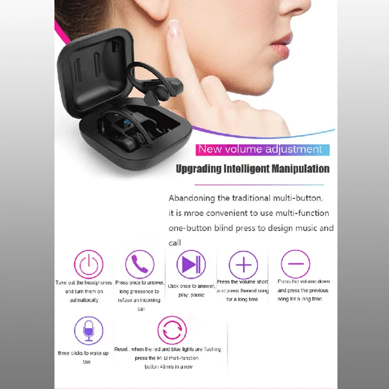 B1 Спортивная Bluetooth гарнитура цифровой дисплей Висячие Наушники Tws 5,0 беспроводная Bluetooth гарнитура